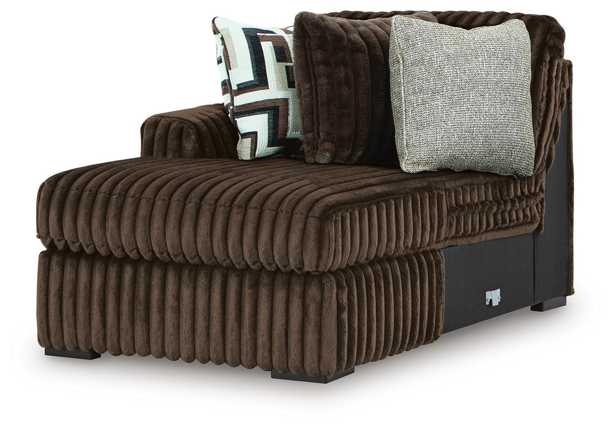 Midnight-Madness Chocolate 3PC Double Chaise Sectional & Oversized Accent Ottoman Set