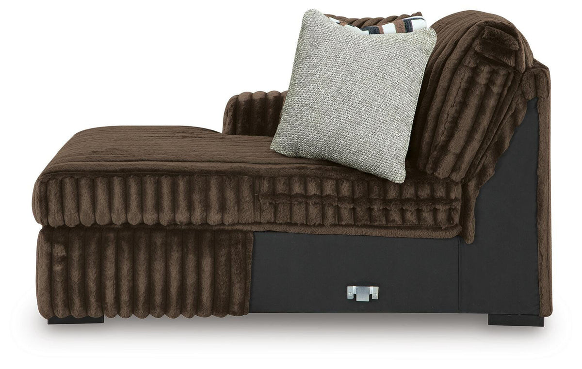 Midnight-Madness Chocolate 3PC Double Chaise Sectional & Oversized Accent Ottoman Set