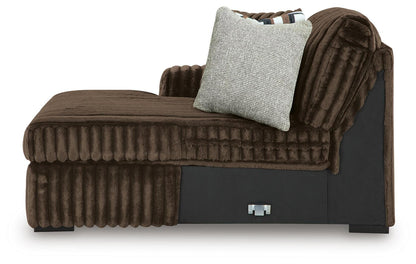 Midnight-Madness Chocolate 3PC Double Chaise Sectional & Oversized Accent Ottoman Set