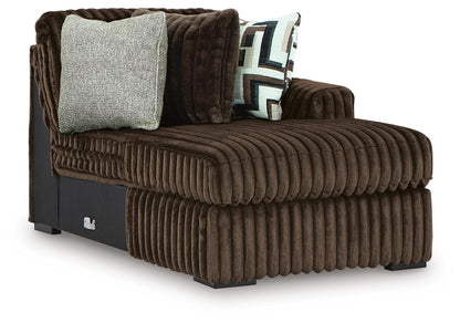 Midnight-Madness Chocolate 3PC Double Chaise Sectional & Oversized Accent Ottoman Set