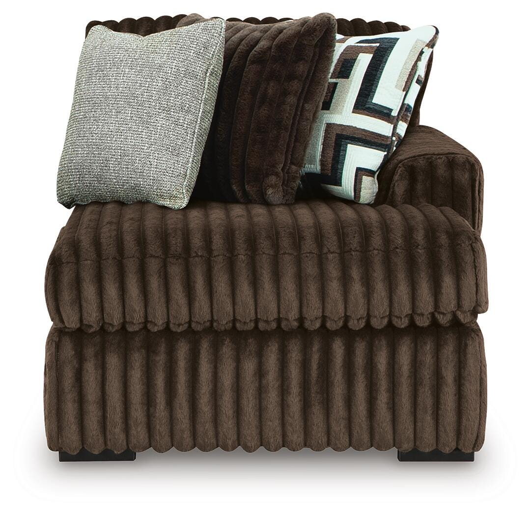 Midnight-Madness Chocolate 3PC Double Chaise Sectional & Oversized Accent Ottoman Set