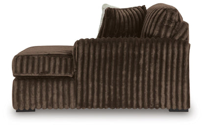 Midnight-Madness Chocolate 3PC Double Chaise Sectional & Oversized Accent Ottoman Set