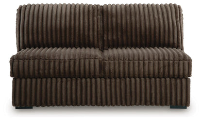 Midnight-Madness Chocolate 3PC Double Chaise Sectional & Oversized Accent Ottoman Set