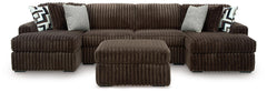 Midnight-Madness Chocolate 3PC Double Chaise Sectional & Oversized Accent Ottoman Set