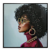 ''Afro in Red'' Gloss Canvas w/ Rocks in Frame