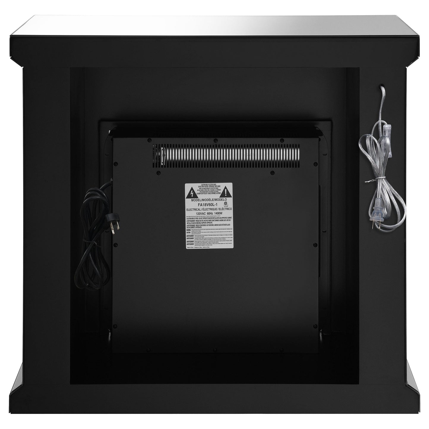 Chimenea eléctrica independiente con espejo Lorelai, color plateado