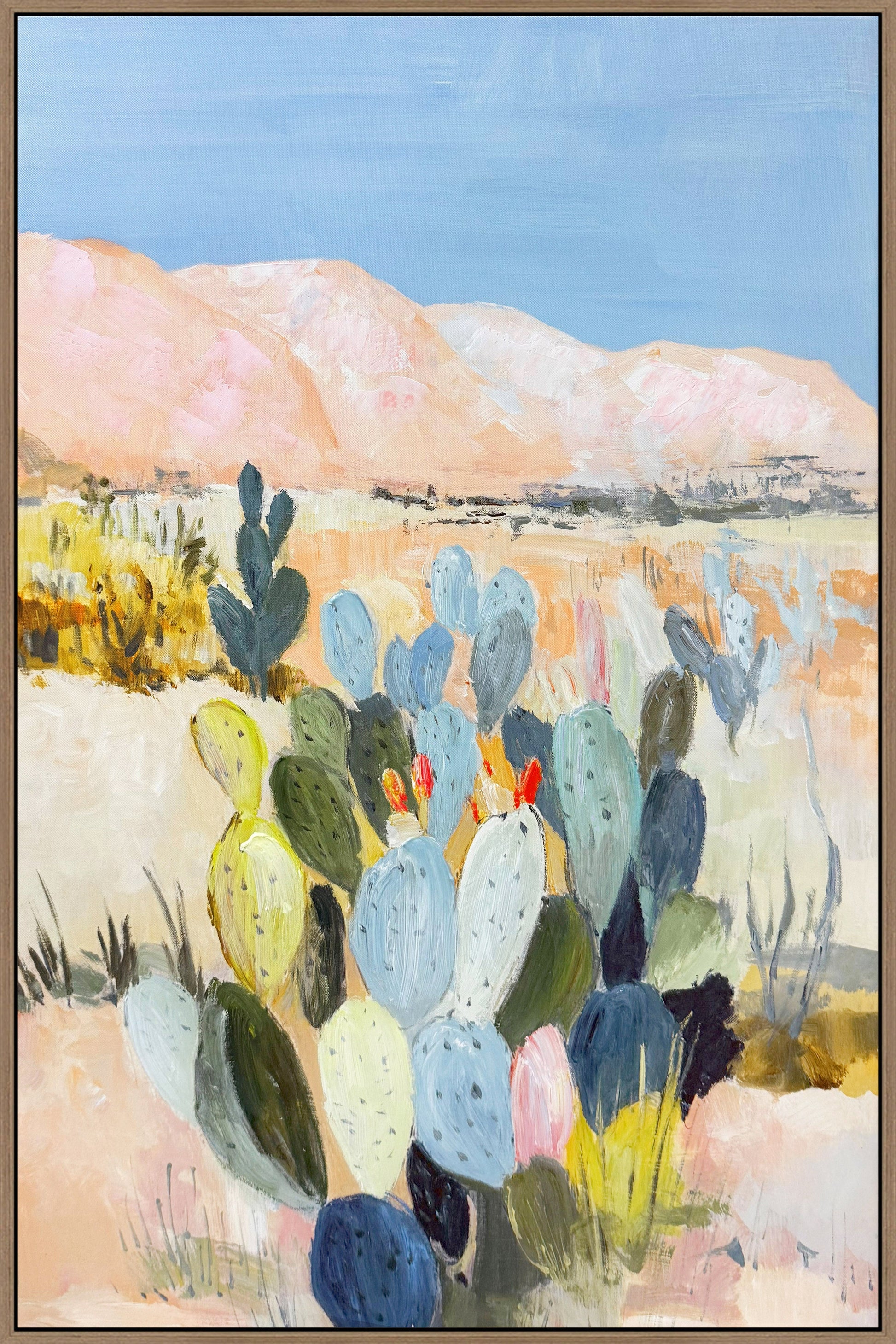 Desert Blush I Hand-Embellished Canvas in Frame