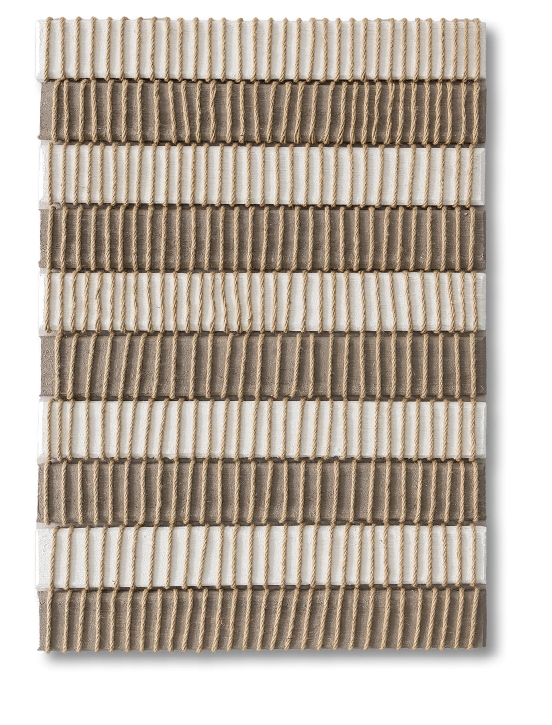 ''Textured Taupe Stripe Harmony'' Canvas w/ Rope