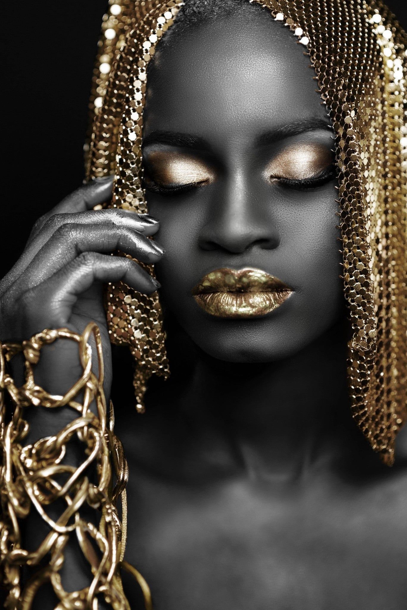 ''Woman Gold Hair'' Tempered Glass