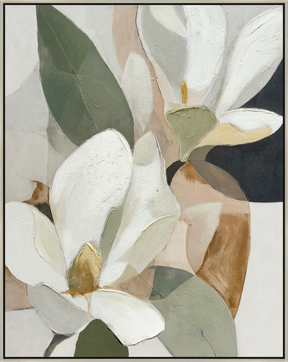 Magnolia Serenity II Hand-embellished Canvas in Frame