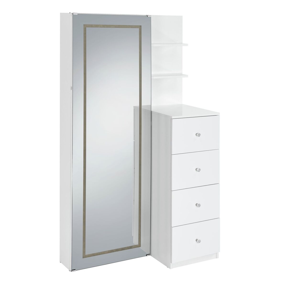Vancouver White Floor Mirror with Storage