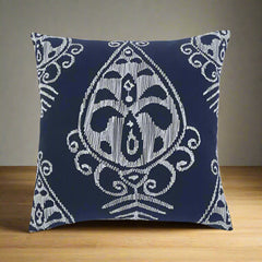 Navy Embroidered Pillow Cover