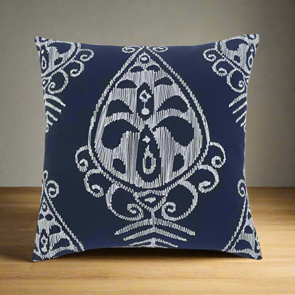 Navy Embroidered Pillow Cover