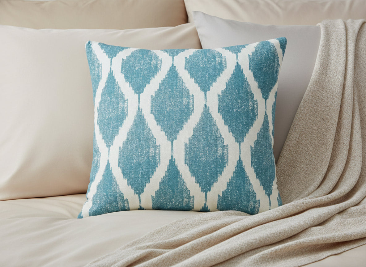 Decorative Aqua Ikat Pillow