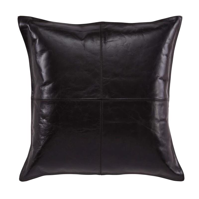 Black Faux Leather Pillow Cover