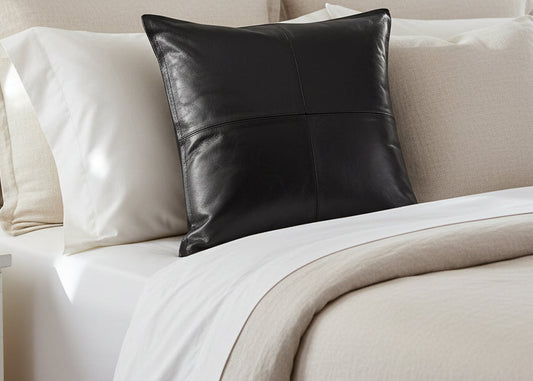 Black Faux Leather Pillow Cover