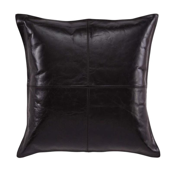 Black Faux Leather Pillow Cover