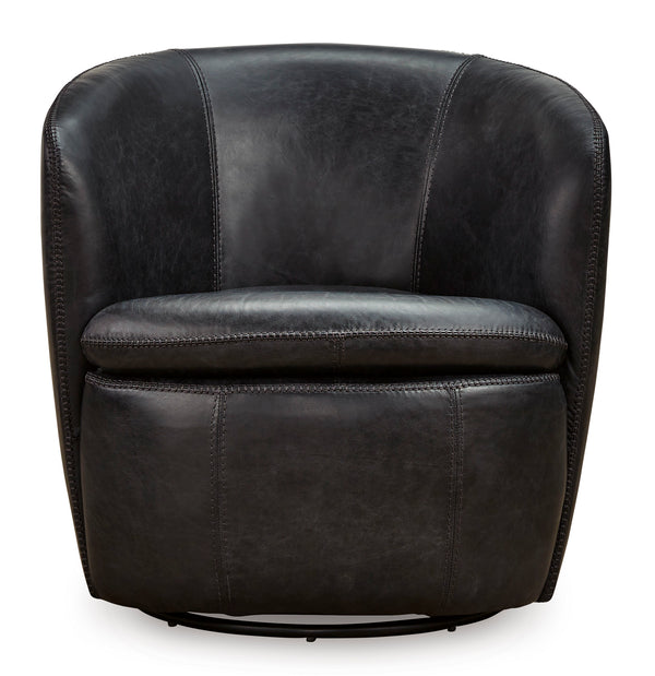 Kierreys Swivel Accent Chair in Midnight