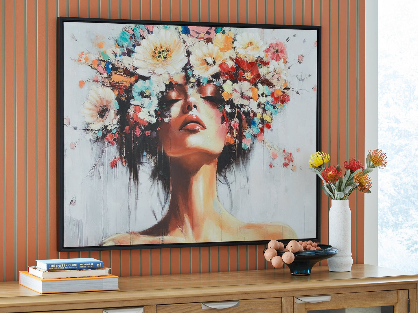 Shadwick Floral Wall Art with Gallery Frame