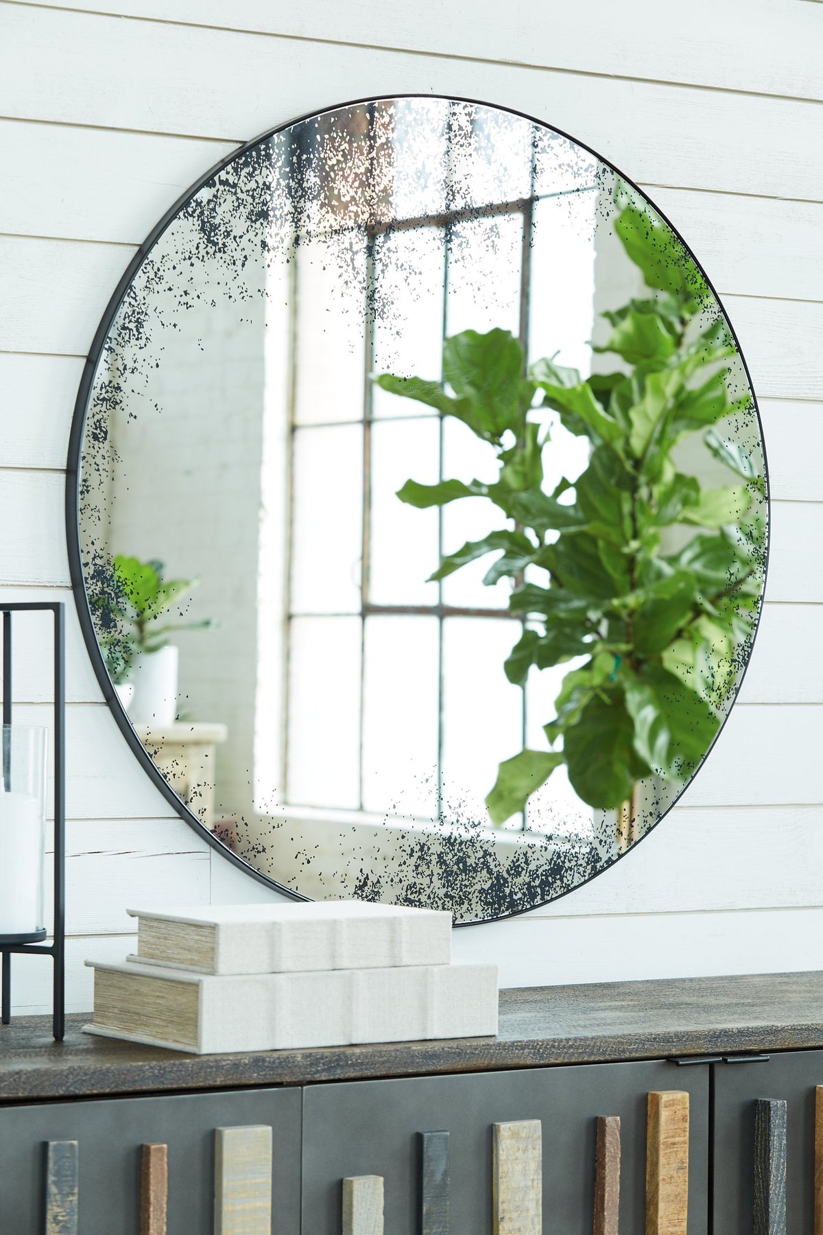 Kali Modern Accent Mirror with Antiqued Distressed Glass