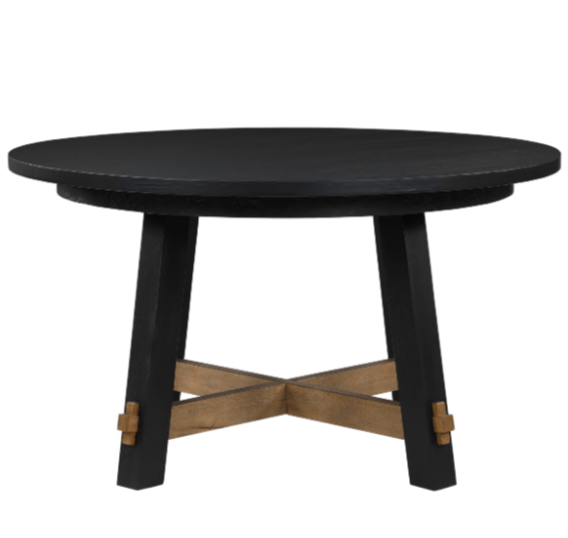 Round Dining Table Black Natural Accents