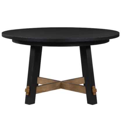Round Dining Table Black Natural Accents