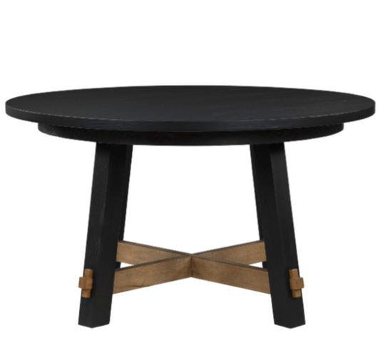 Round Dining Table Black Natural Accents