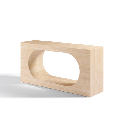 Inca Rectangular Console Table with Travertine Stone Top