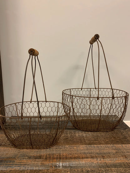 Rustic Wire Accent Baskets Dark Wire & Wood