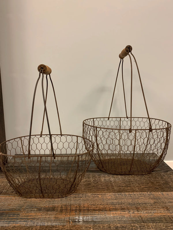 Rustic Wire Accent Baskets Dark Wire & Wood