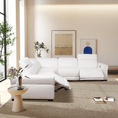 Sofá seccional reclinable Yohan - Boucle blanco