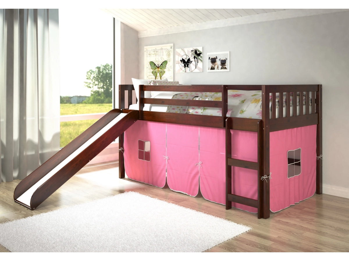 Cama tipo loft doble con tobogán