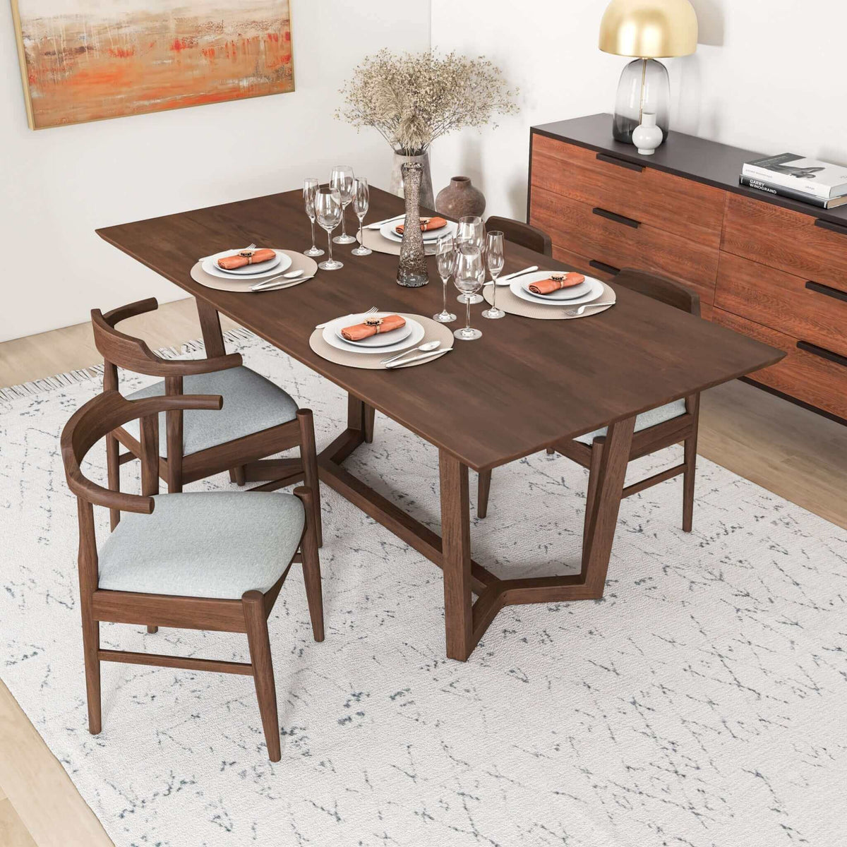 Mesa de comedor Marina de madera maciza en color marrón