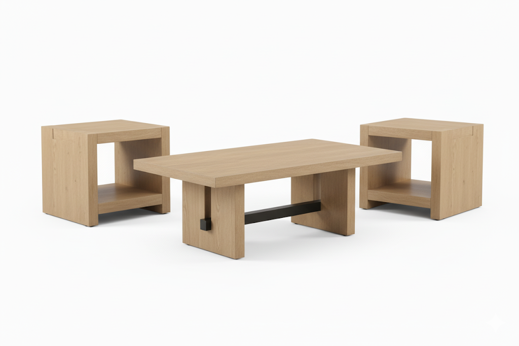 Mesa de centro Aubrey de 122 cm con acabado de madera flotante 
