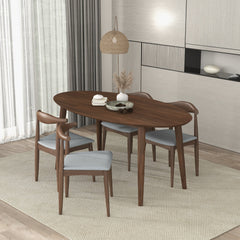 Mesa de comedor ovalada de nogal macizo estilo moderno de mediados de siglo Ada
