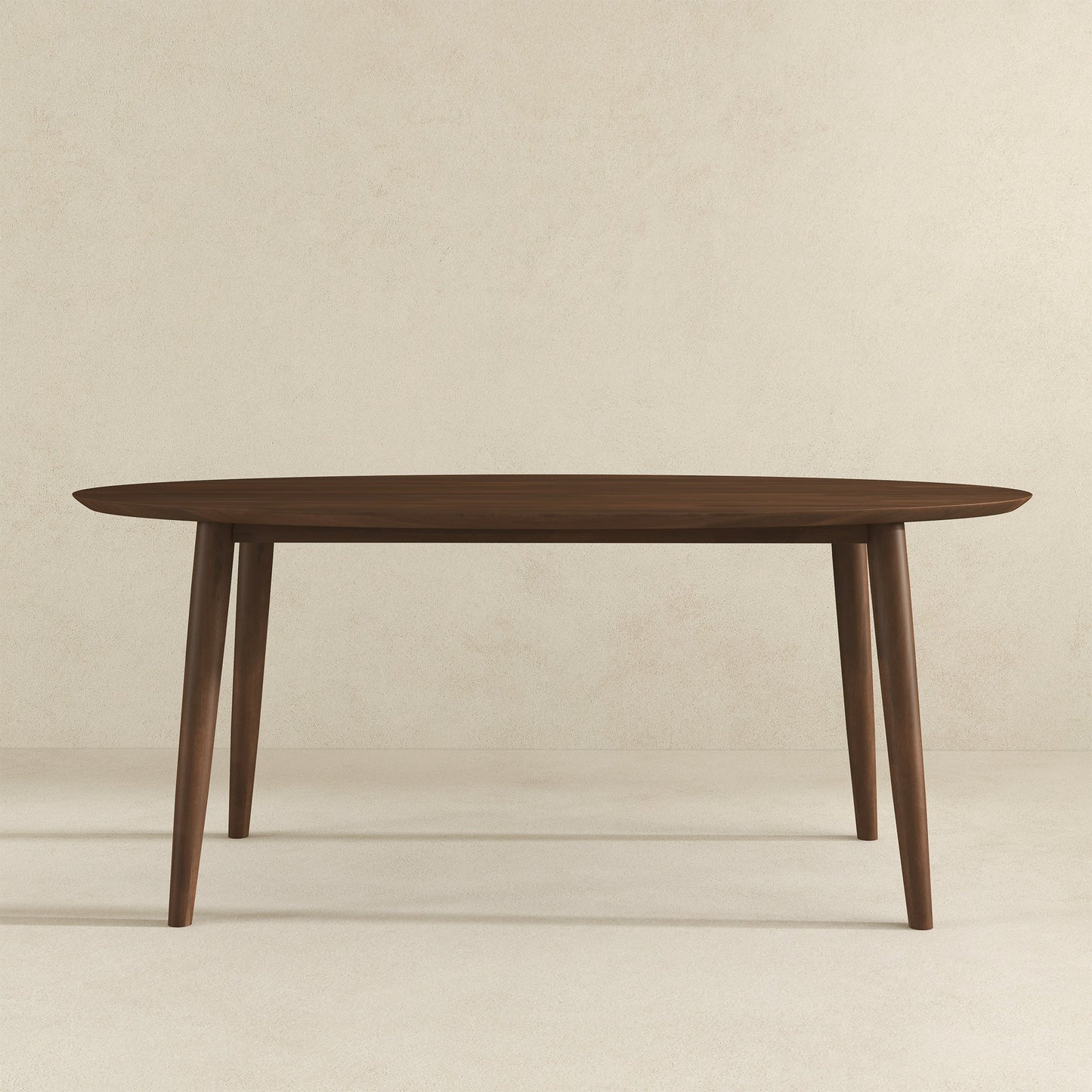Ada Mid Century Modern Style Solid Wood Walnut Oval Dining Table
