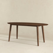 Mesa de comedor ovalada de nogal macizo estilo moderno de mediados de siglo Ada
