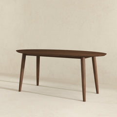 Mesa de comedor ovalada de nogal macizo estilo moderno de mediados de siglo Ada
