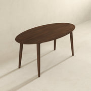 Mesa de comedor ovalada de nogal macizo estilo moderno de mediados de siglo Ada