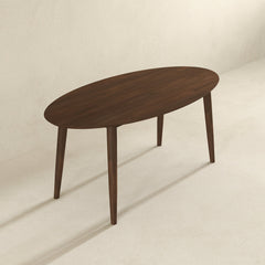 Mesa de comedor ovalada de nogal macizo estilo moderno de mediados de siglo Ada