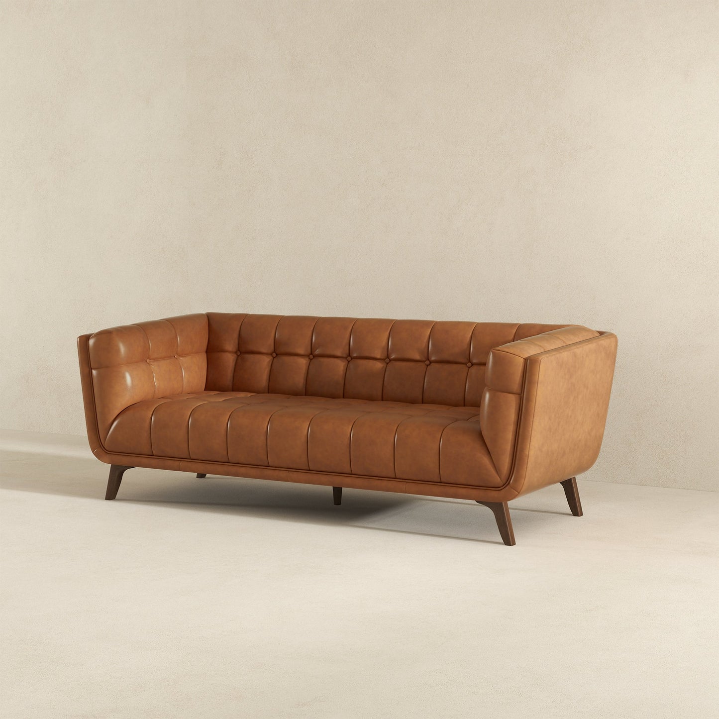 Addison Leather Sofa (86" Cognac)