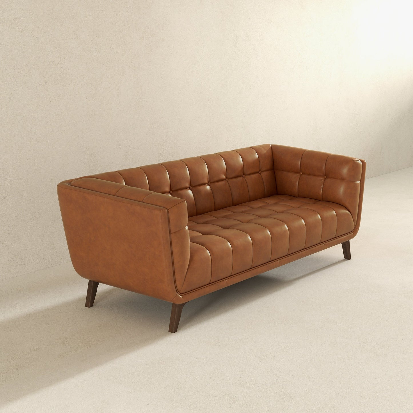 Addison Leather Sofa (86" Cognac)