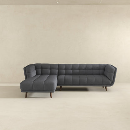 Addison Left Sectional Ash Grey Fabric Sofa