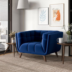 Sillón Addison de terciopelo azul oscuro