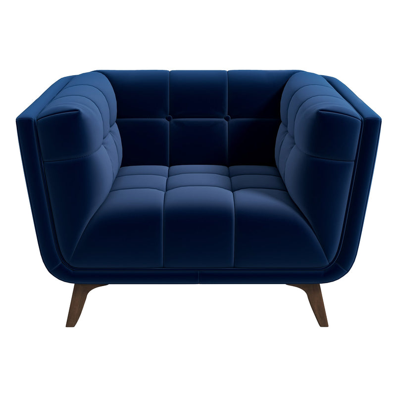 Sillón Addison de terciopelo azul oscuro