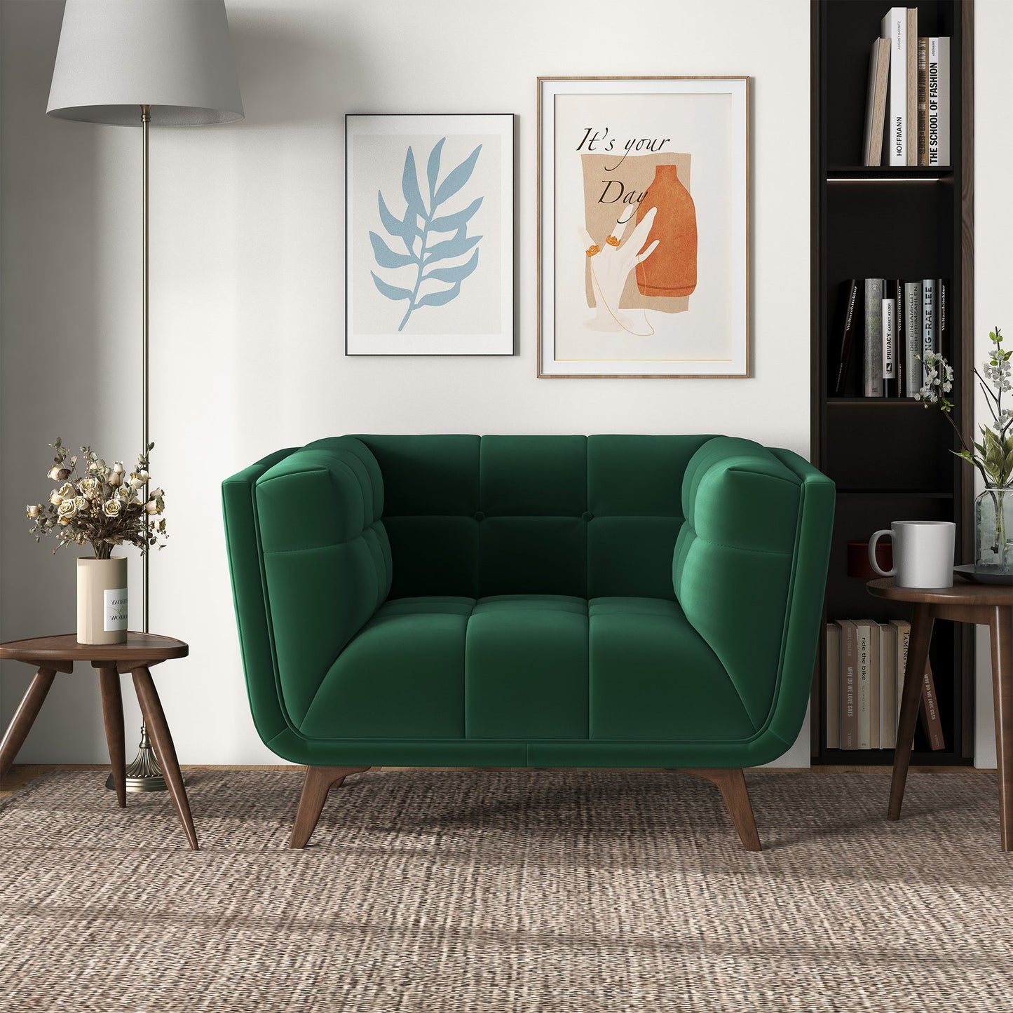 Sillón Addison (terciopelo verde oscuro)