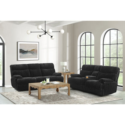 Admiral 2PC Living Room Set in Masis Black-Sofa & Loveseat