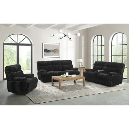Admiral 3PC Living Room Set in Masis Black-Sofa, Loveseat & Recliner