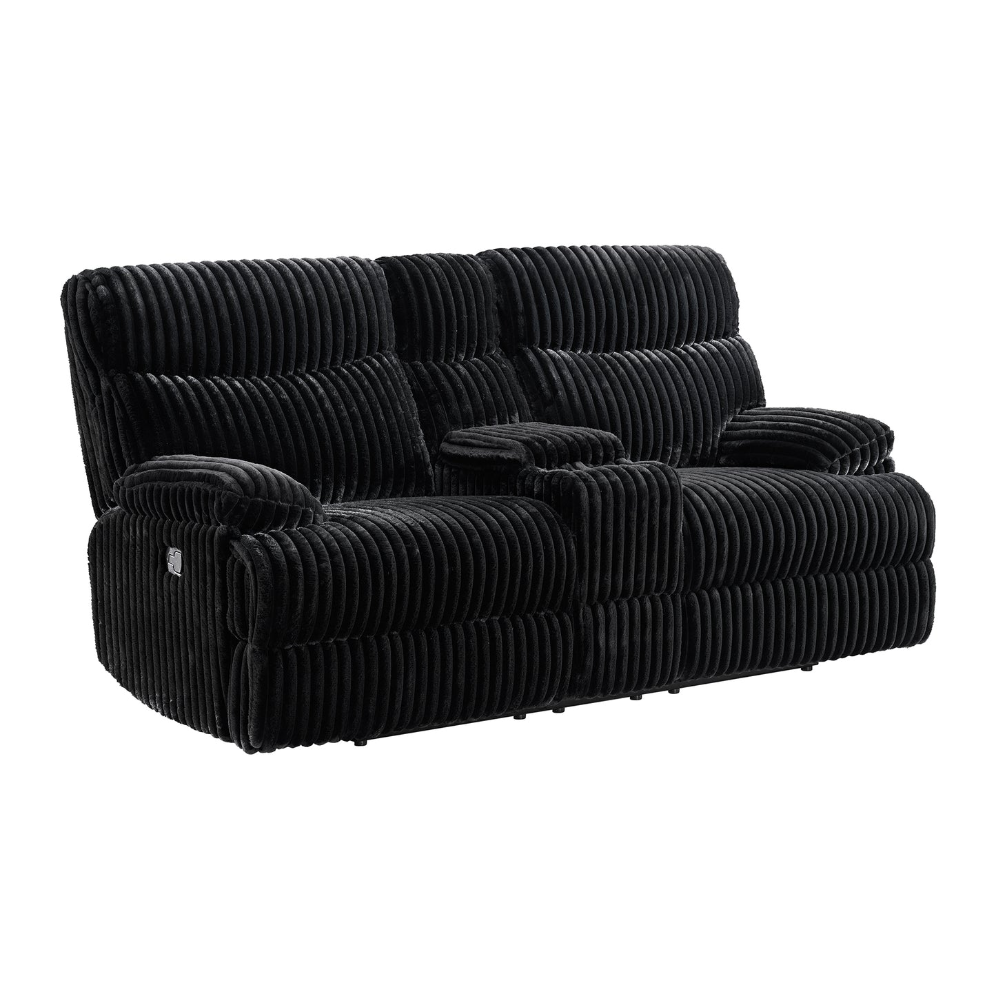 Admiral 3PC Living Room Set in Masis Black-Sofa, Loveseat & Recliner