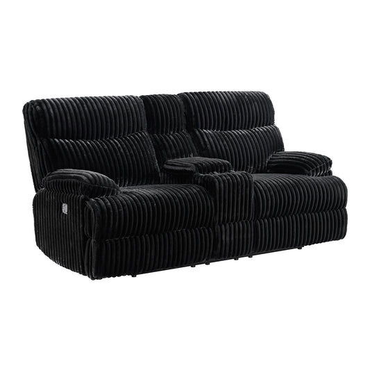 Admiral Motion Loveseat with Console in Masis Black